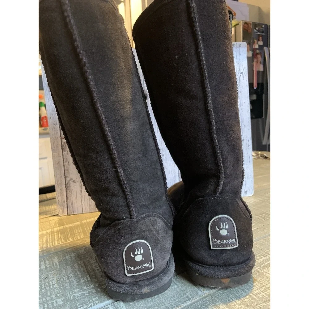 Bearpaw Winter Boots Women's 9 Brown Bianca Tall Sheepskin Suede Casual Comfy‎